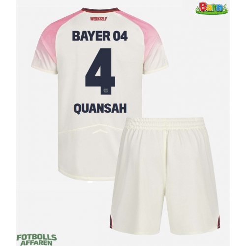 Bayer Leverkusen Jarell Quansah #4 Bortaställ Barn 2025-26 Kortärmad (+ Korta byxor)